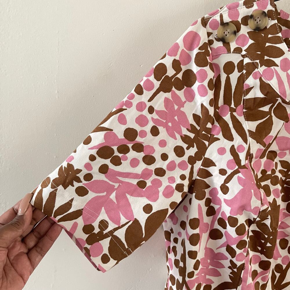 Boden Iona Button Detail Dress Womens 8R Pink Brown Shadow Bloom Casual Floral - Picture 4 of 10